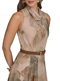 Floral A-Line Tea-Length Dress