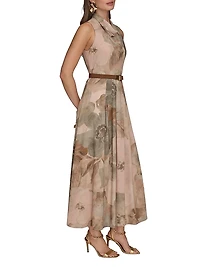 Floral A-Line Tea-Length Dress