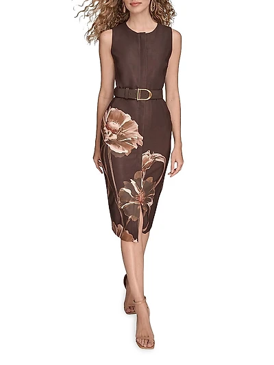 Floral Sheath Midi-Dress