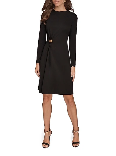 Gathered Hardware Midi-Dress