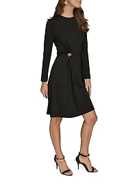 Gathered Hardware Midi-Dress