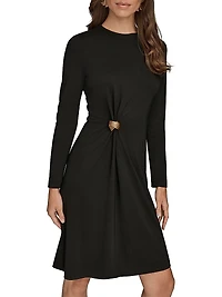 Gathered Hardware Midi-Dress
