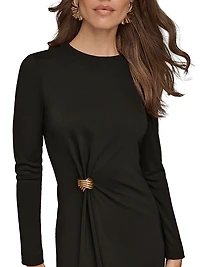 Gathered Hardware Midi-Dress