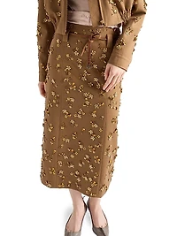 Embroidered Chevron Midi Skirt