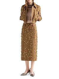 Embroidered Chevron Midi Skirt