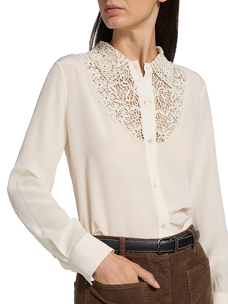 Zola Silk Lace Bib Shirt