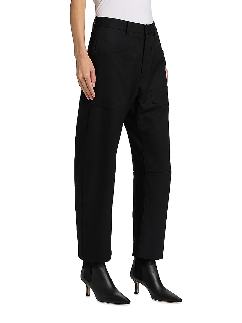 Shon Wool Barrel-Leg Pants