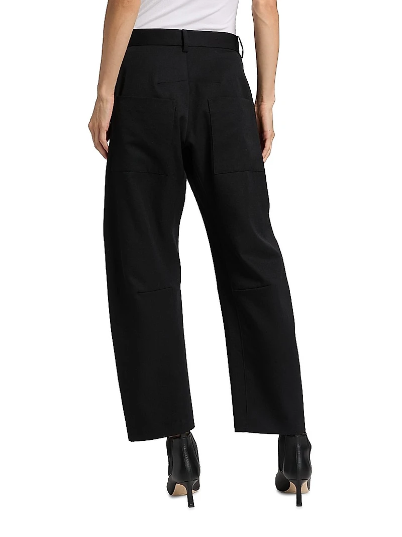 Shon Wool Barrel-Leg Pants