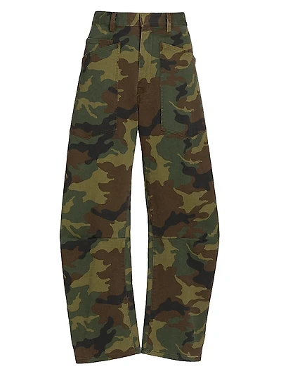 Shon Camouflage Barrel-Leg Pants