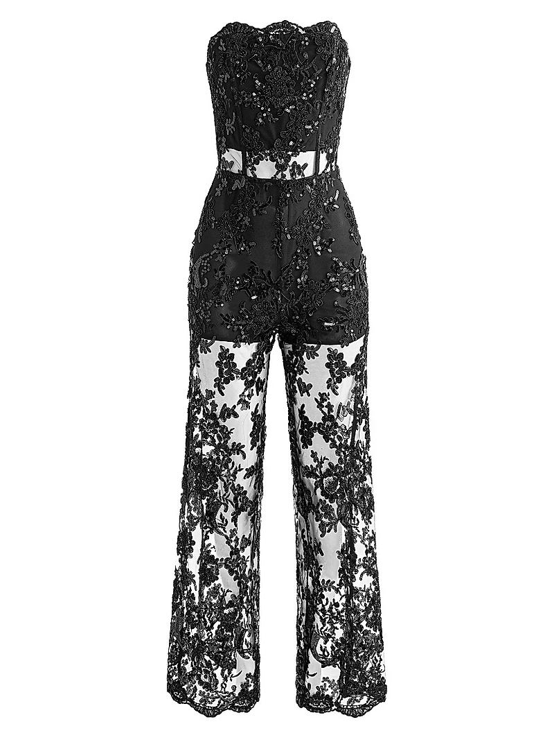 Georgie Sequin-Embellished Lace Jumpsuit
