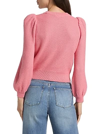 Doris Bow Puff-Sleeve Sweater