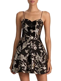 Daniela Bow Metallic Jacquard Minidress