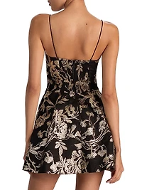 Daniela Bow Metallic Jacquard Minidress