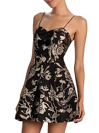 Daniela Bow Metallic Jacquard Minidress