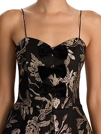 Daniela Bow Metallic Jacquard Minidress