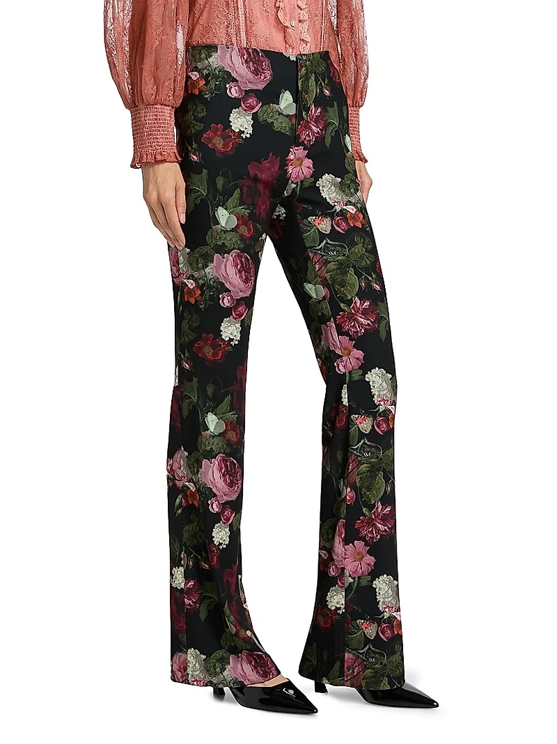 Teeny Floral Boot-Cut Pants