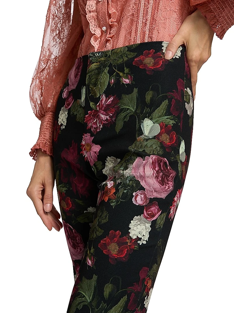 Teeny Floral Boot-Cut Pants