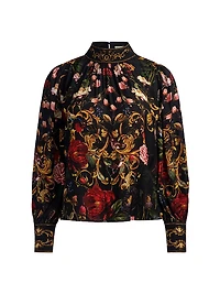 Marion Printed Mock-Turtleneck Blouse