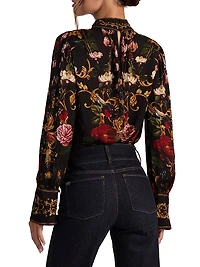 Marion Printed Mock-Turtleneck Blouse