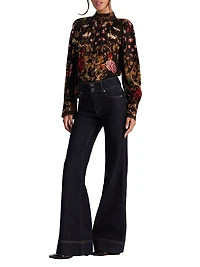 Marion Printed Mock-Turtleneck Blouse