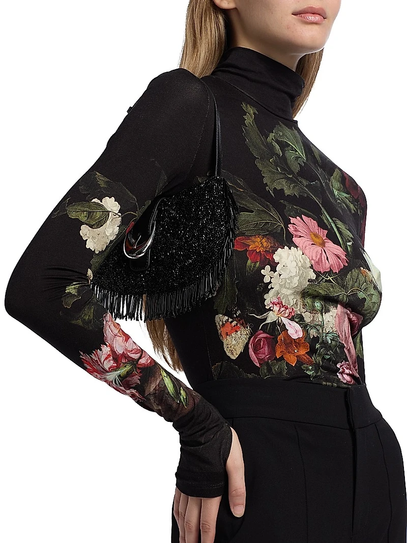 Delaina Floral Jersey Long-Sleeve Turtleneck