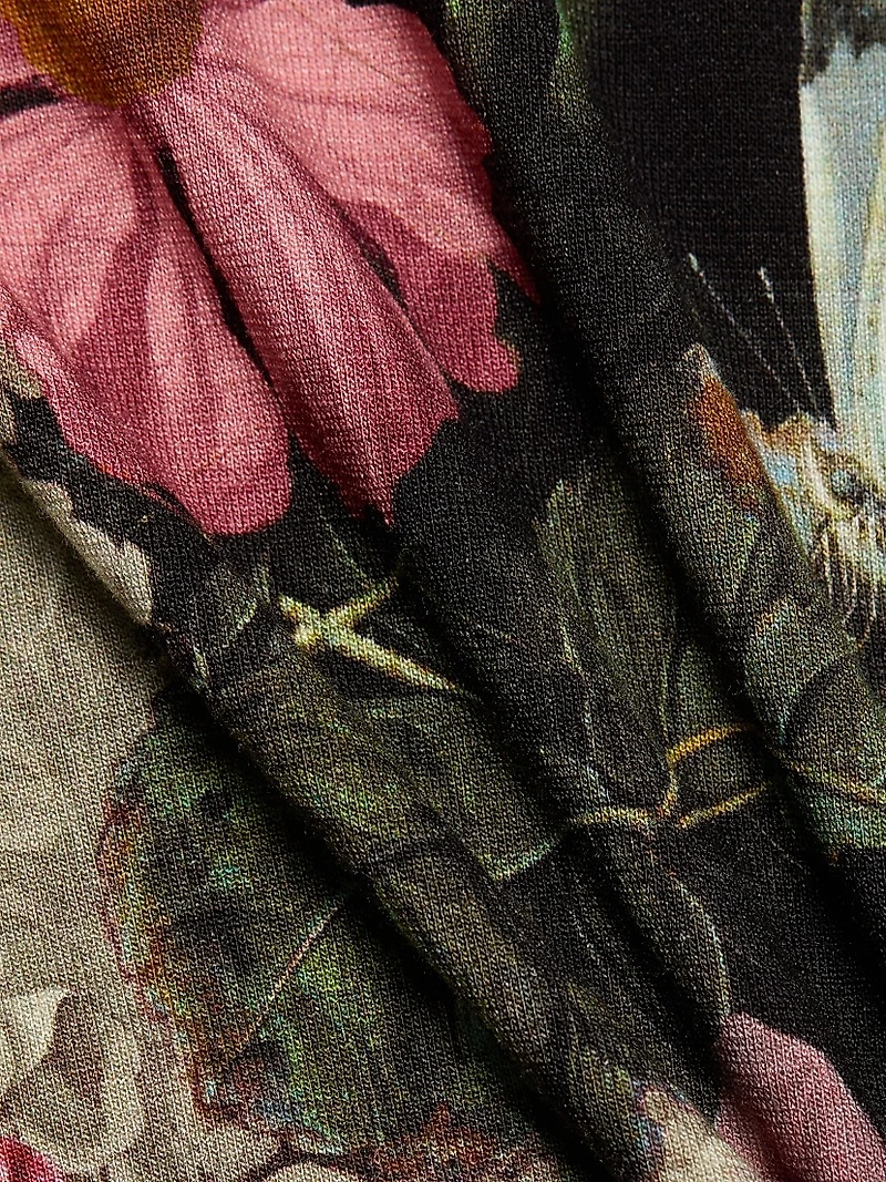 Delaina Floral Jersey Long-Sleeve Turtleneck