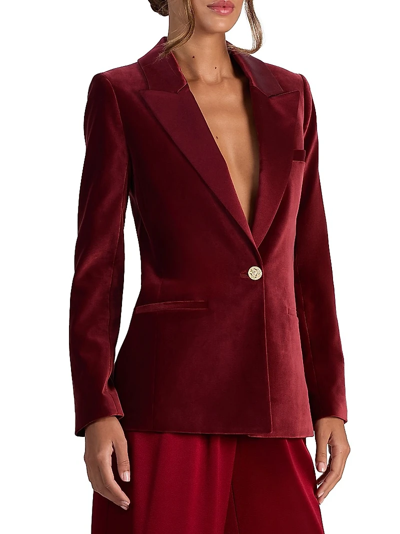 Silas Velvet Single-Breasted Blazer
