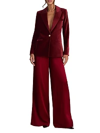 Silas Velvet Single-Breasted Blazer
