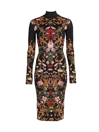 Delora Floral Turtleneck Midi-Dress