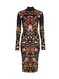 Delora Floral Turtleneck Midi-Dress
