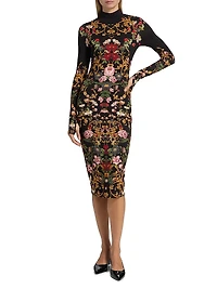 Delora Floral Turtleneck Midi-Dress