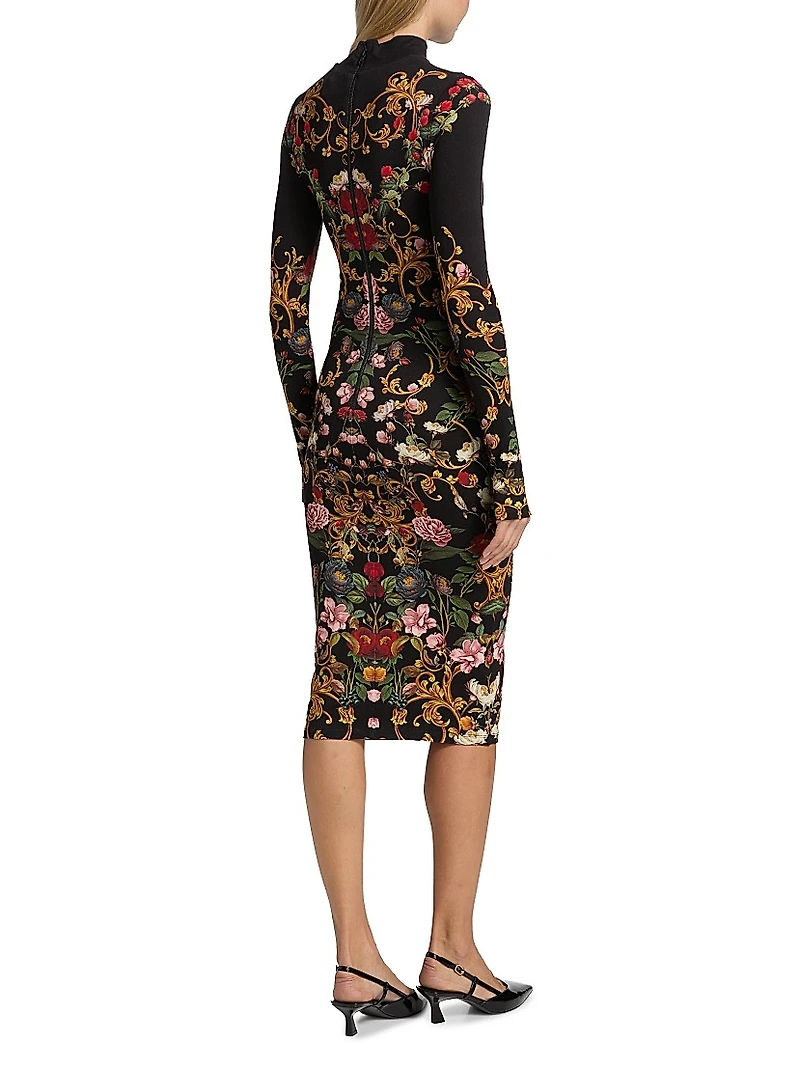 Delora Floral Turtleneck Midi-Dress