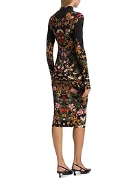 Delora Floral Turtleneck Midi-Dress