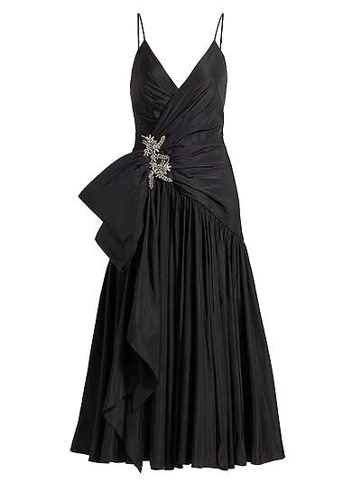 Ellett Tafetta Drop-Waist Midi-Dress