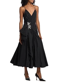 Ellett Tafetta Drop-Waist Midi-Dress