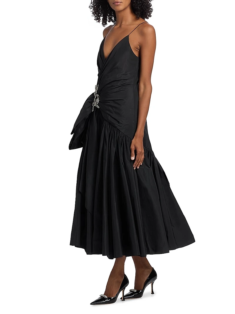 Ellett Tafetta Drop-Waist Midi-Dress