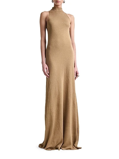 Mitzi Metallic Sleeveless Column Gown