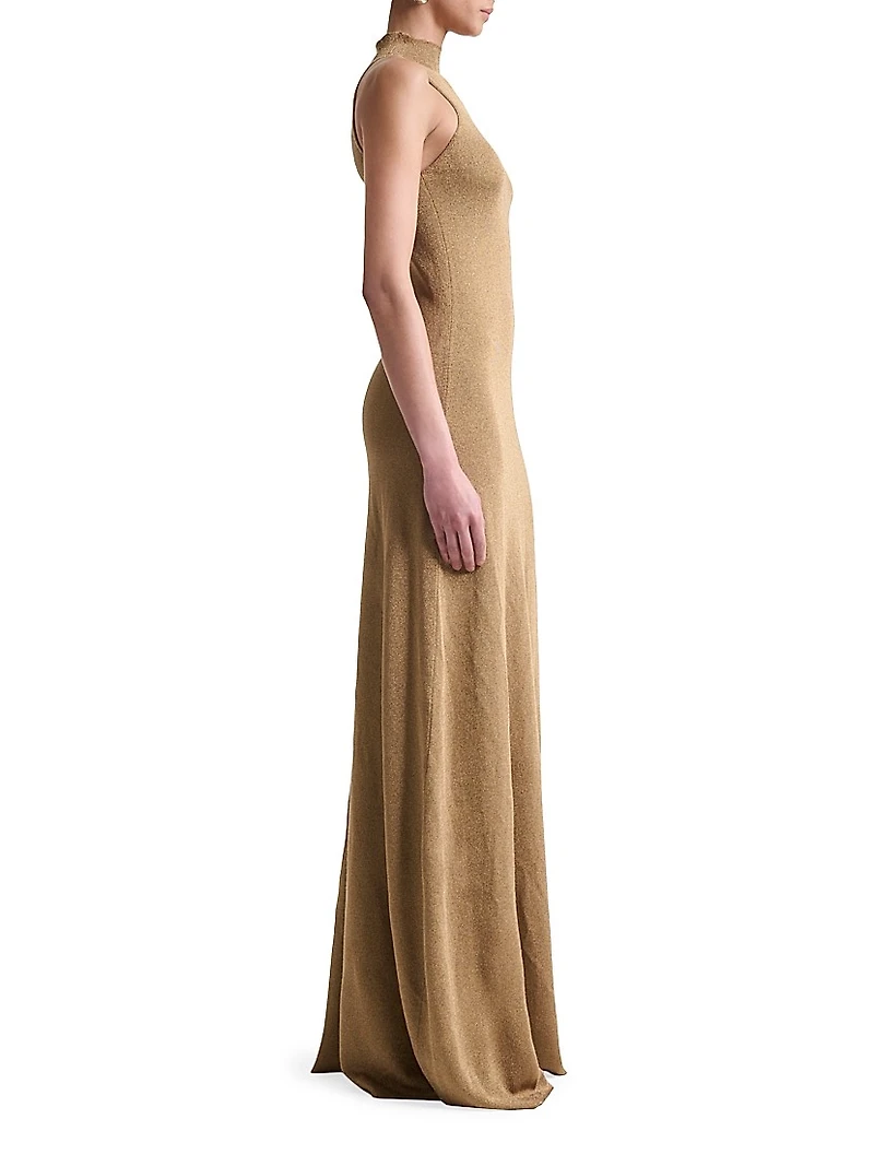 Mitzi Metallic Sleeveless Column Gown