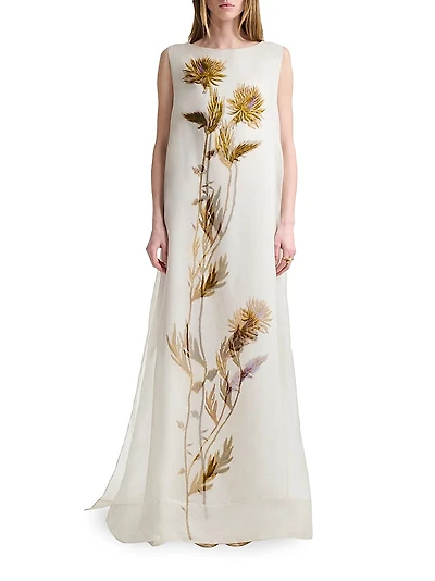 Jools Blurred Floral Silk Gown
