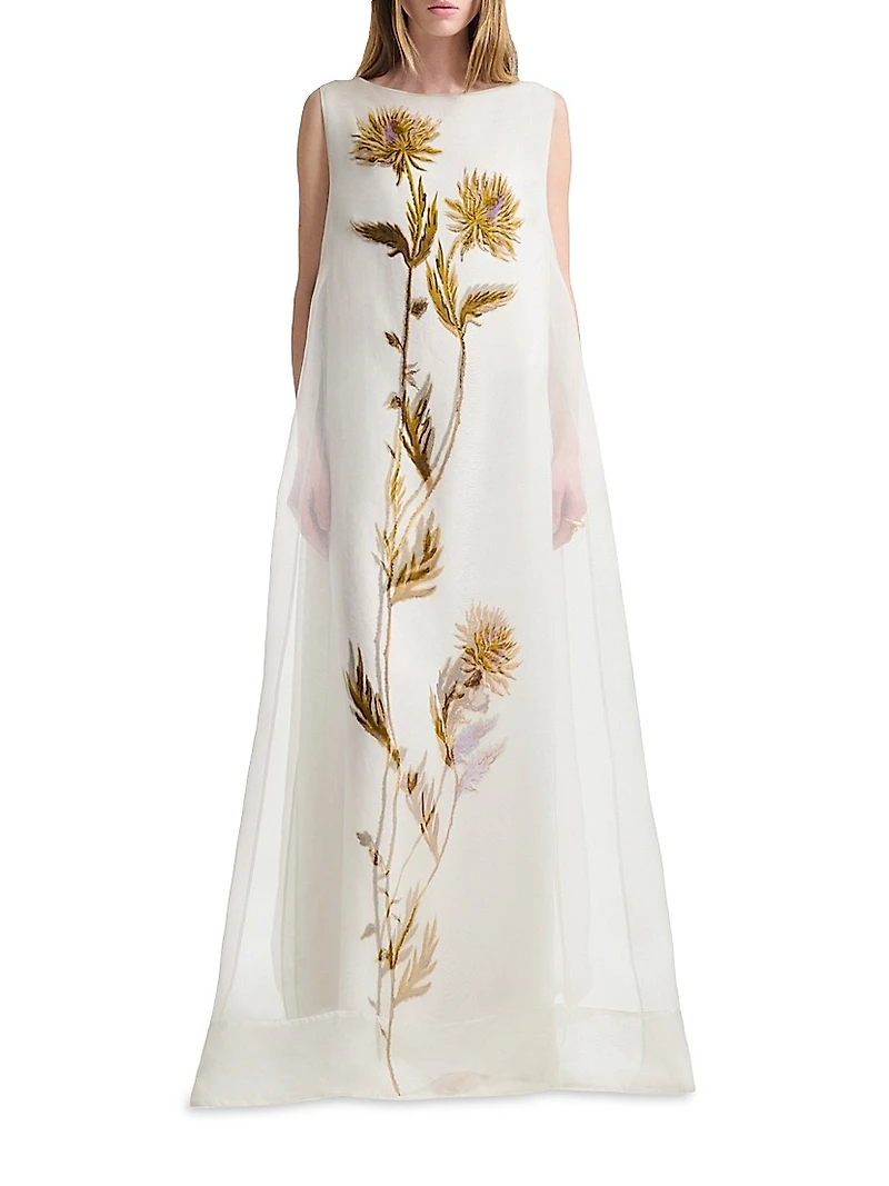 Jools Blurred Floral Silk Gown