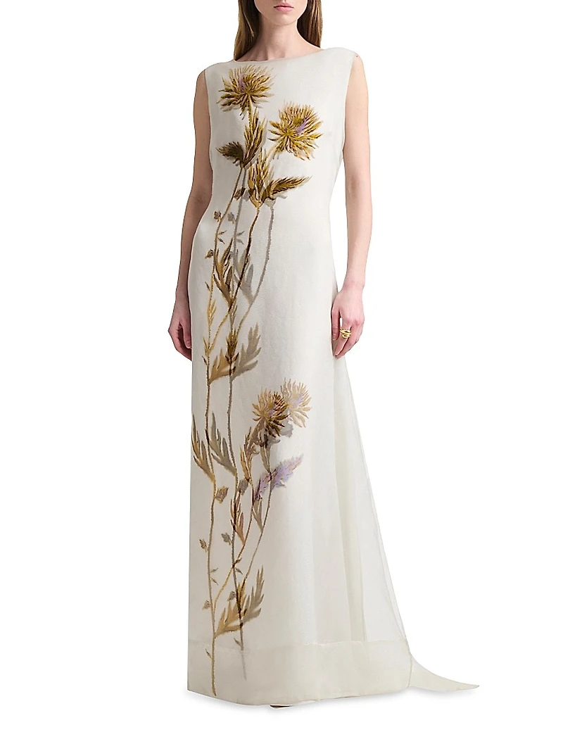 Jools Blurred Floral Silk Gown