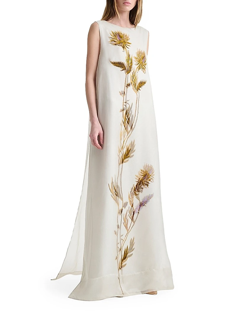 Jools Blurred Floral Silk Gown