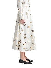 Varda Floral Silk Midi-Skirt