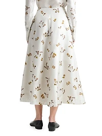 Varda Floral Silk Midi-Skirt