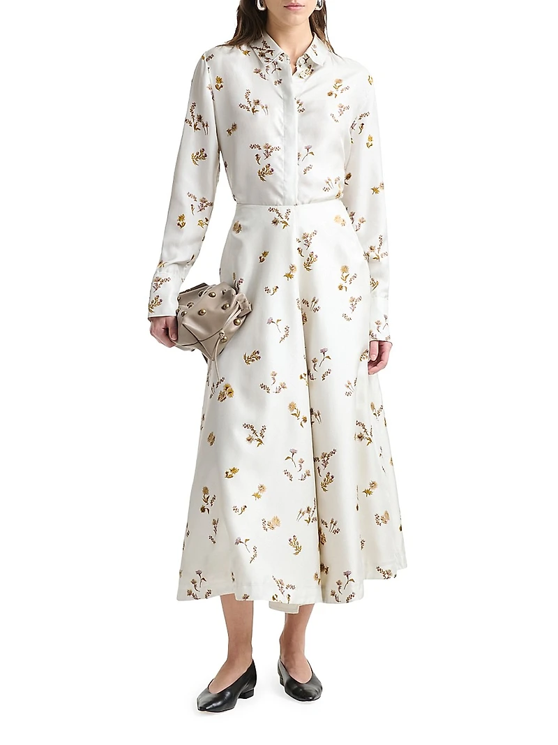 Varda Floral Silk Midi-Skirt