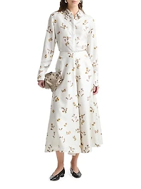Varda Floral Silk Midi-Skirt
