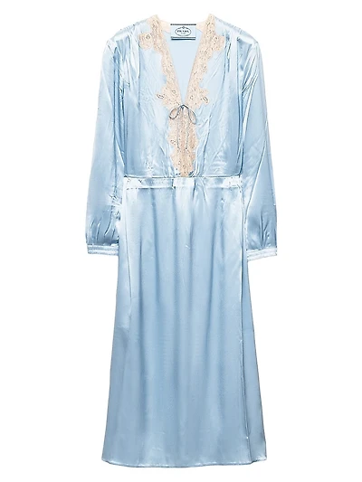 Long Sleeved Silk and Lace Dress