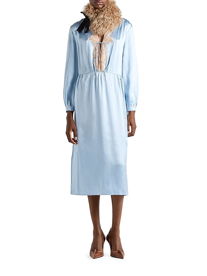 Long Sleeved Silk and Lace Dress