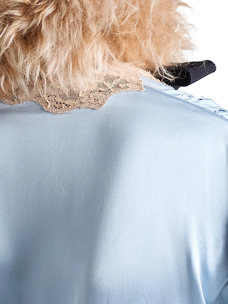 Long Sleeved Silk and Lace Dress