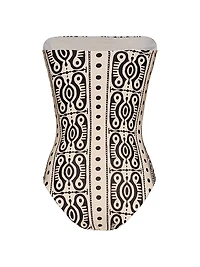 Sun Printed Strapless One-Piece Swimsuit